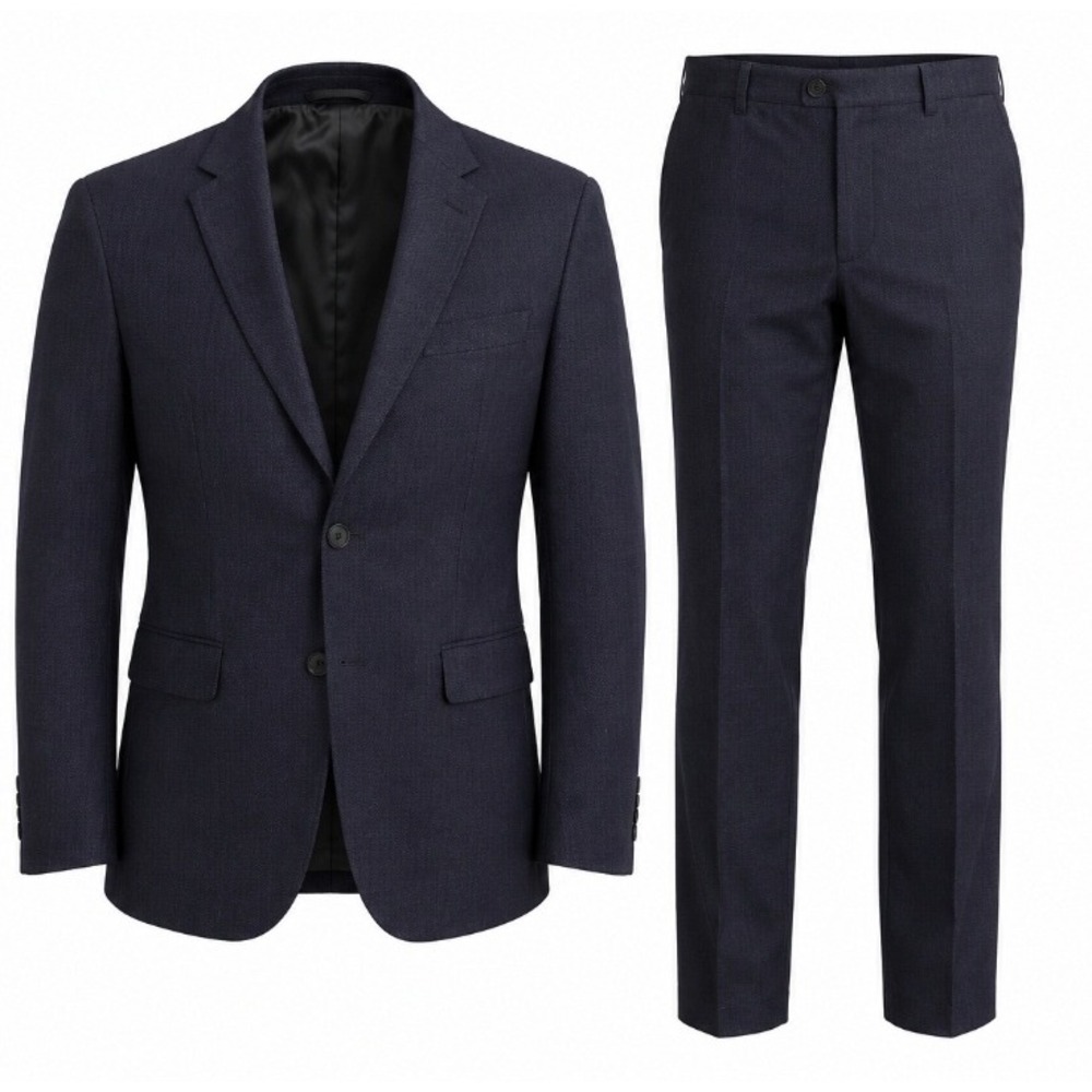 Egara Orange Mens 2 Piece Suit Navy Blue 40 Long Jacket 34 Waist Trousers